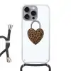 Slot - Hartvormig - Bruin - Panterprint Hoesje iPhone 16 Pro Max met koord klein -3d