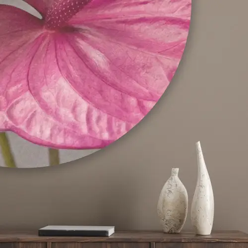 Planten - Anthurium - Groen - Roze Akoestische PET Vilt - Rond klein -sfeer5_closeup