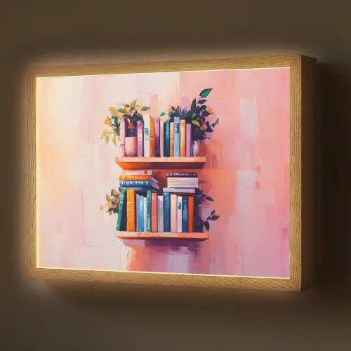 Planken - Boeken - Bladeren Light Box met batterij (Wandlamp) middel -z3d_website