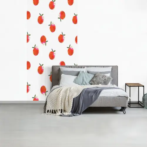 Oranje - Sinaasappel - Bloemetje fotobehang vinyl groot 64 -slaapkamer