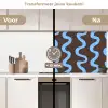 Kronkelende lijnen - Blauw - Bruin - Minimalistisch keuken achterwand 2 middel 871 -voor-na2_NL