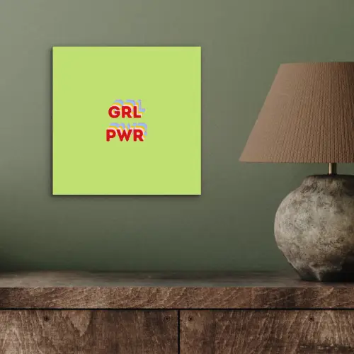 Grl pwr - Groen - Rood - 3D aluminium wit klein -sfeer2