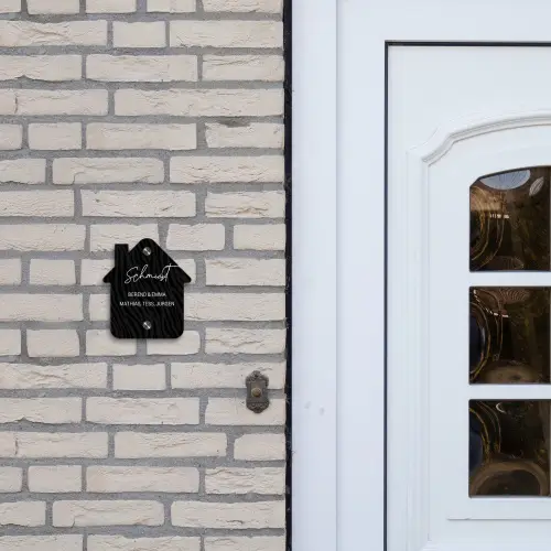 Zwart zebraprint - Sierlijk Naambord Huisje klein -sfeer1
