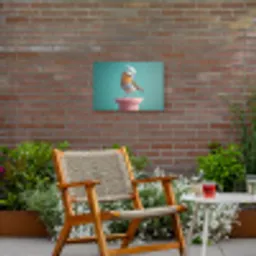 Roodborstje - Vogel - Koksmuts - Sokkel Tuinposter op houten frame 2 cm dik klein -sfeer3