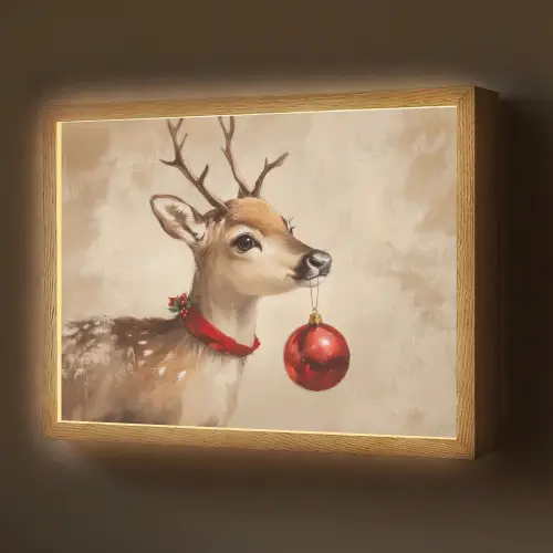 Kerst - Hert - Gewei - Kerstbal - Rendier Light Box met batterij (Wandlamp) middel -z3d_website