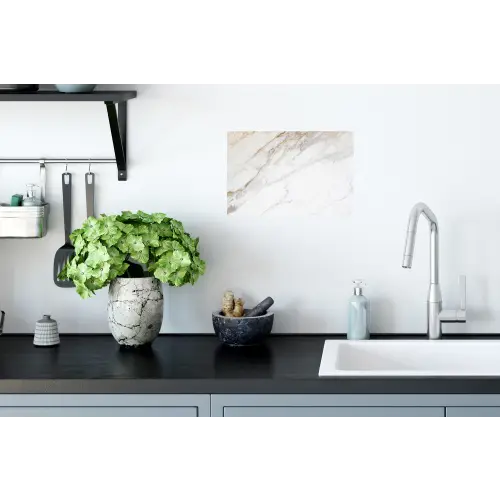Marmer - Steen - Wit - Goud - Marmerlook - Steen - Luxe Muursticker klein -keuken