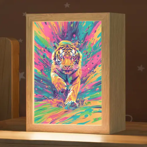 Tijger  - Wilde dieren - Kleurrijk - Verflook Light Box met kabel klein -zzz_3d_website