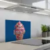 Ijsje - Hoorntje - Steentjes - Blauw keuken achterwand spatscherm klein -3d_schuin