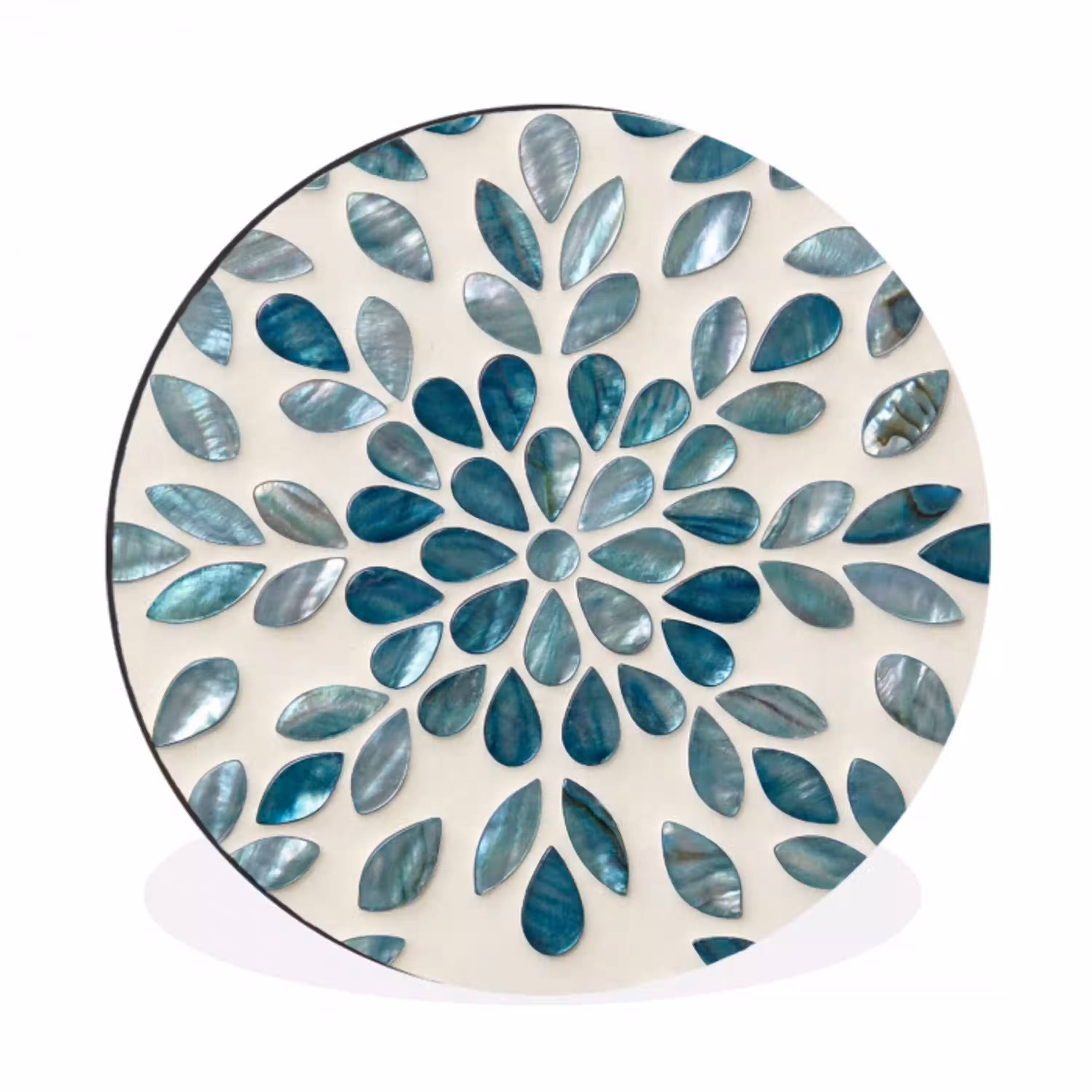Patroon - Bladeren - Abstract - Modern - Turquoise Wandcirkel aluminium klein -3d