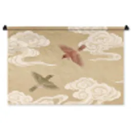 Vogels - Vliegen - Beige Wandkleed katoen middel -zz3d