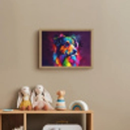 Hond - Kleurrijk - Dier - Dierenhoofd Light Box met batterij (Wandlamp kind) middel -sfeer2_kind