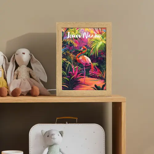 Flamingo - Tropisch - Dier - Bladeren Light Box met kabel (Kinderlampje) klein -sfeer2_kind