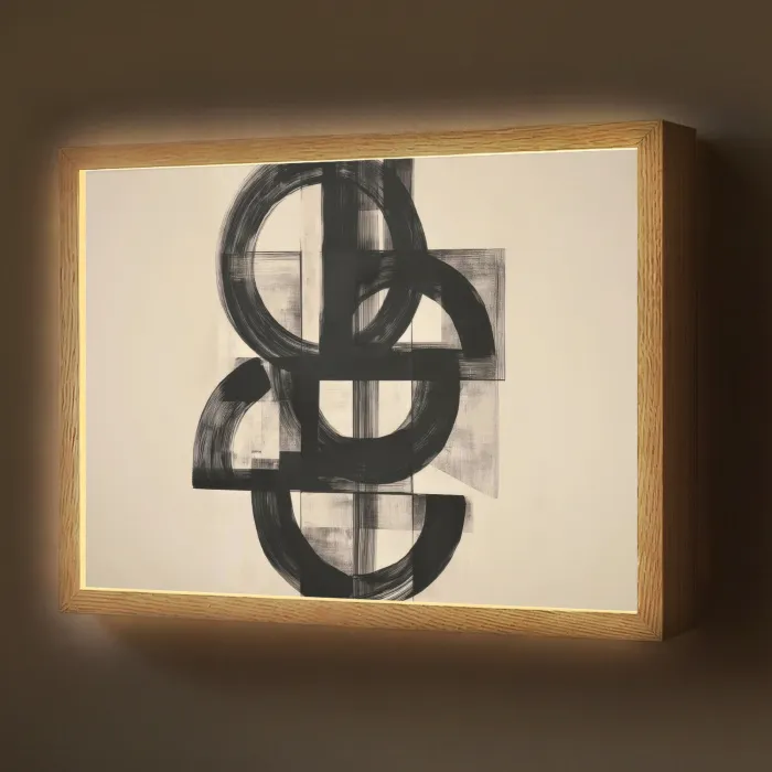 Cirkels - Lijnen - Vormen - Zwart Light Box met batterij (Wandlamp) middel -z3d_website