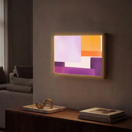 Vlakken - Abstract - Rechthoekig - Oranje Light Box met batterij (Wandlamp) middel -sfeer1