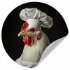 Kok - Rood - Kip Wandcirkel behangsticker klein -3d