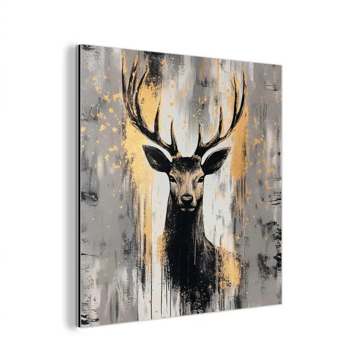 Abstract - Hert - Gewei - Goud aluminium wit klein -3d
