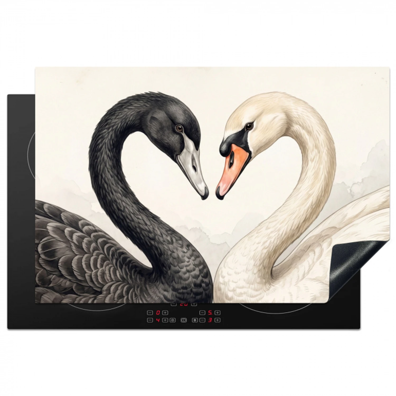 Zwanen - Hartvorm - Dieren Inductie beschermer vinyl 3mm klein -3d