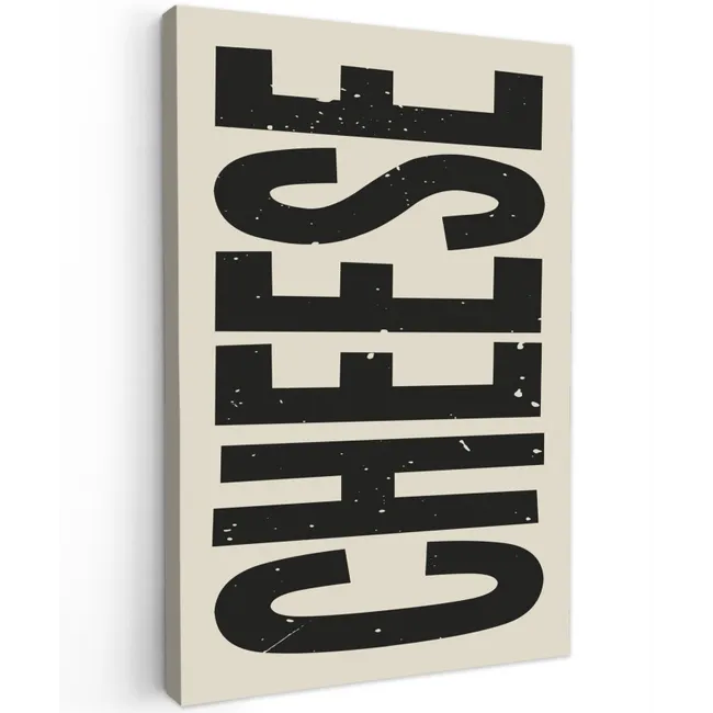 Kaas - Decoratie - Beige - Cheese Tuinposter op houten frame 2 cm dik klein -3d