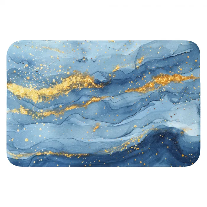 Watercolor - Blauw - Kunst - Goud - Luxe - Modern WCmat klein -3d