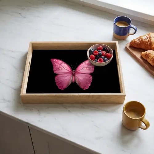 Vlinder - roze - Elegant Dienblad Rechthoek middel -sfeer2