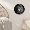 Leeuw - Ogen - Oranje - Zwart wit - Dieren - Portret Wandcirkel kunststof plaat 5mm dik klein -sfeer5