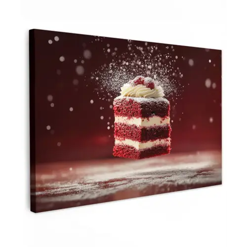 Rode - Velvet - Taart - Eten Tuinposter op houten frame 2 cm dik klein -3d