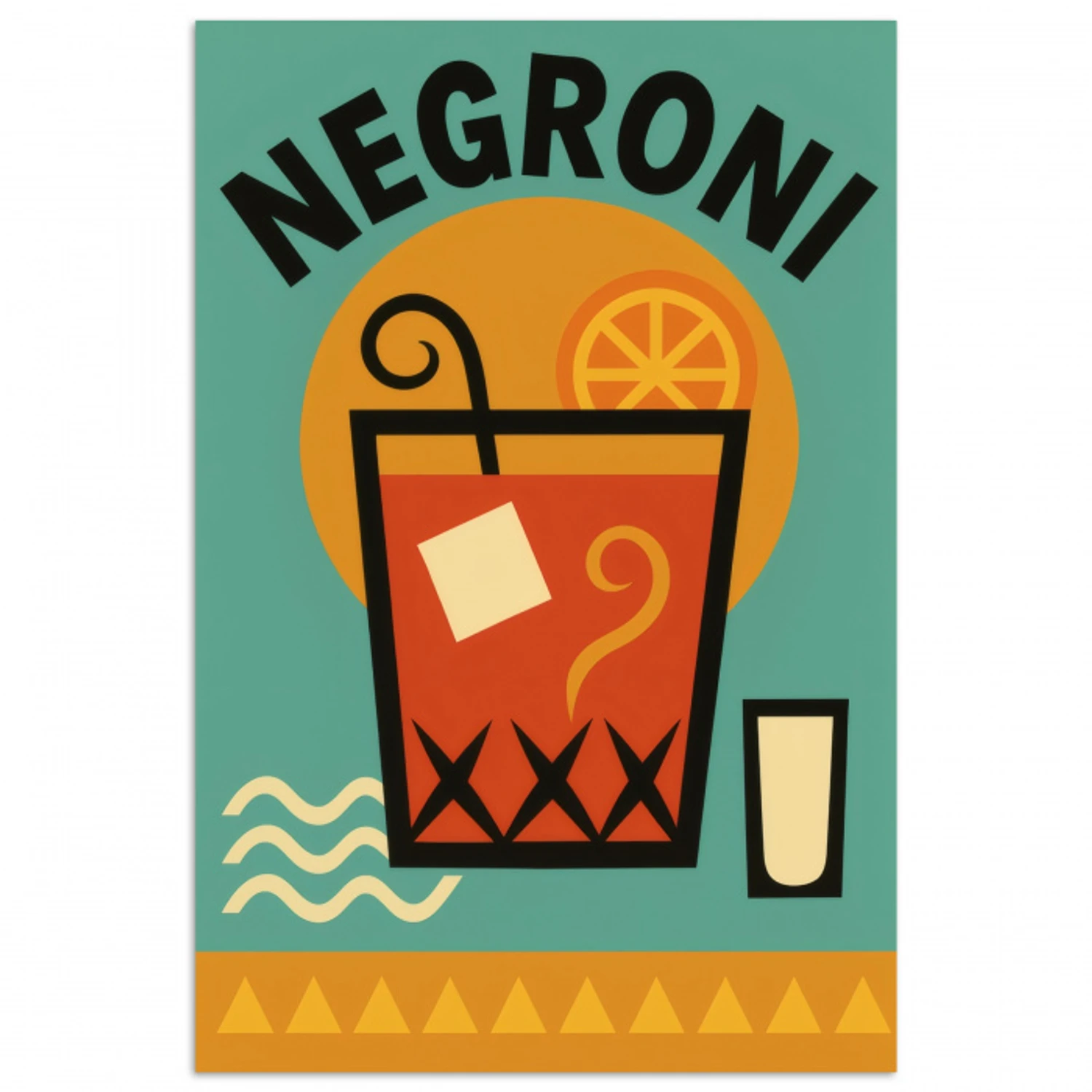 Cocktail - Negroni - Art - Sinaasappel poster papier klein -3d