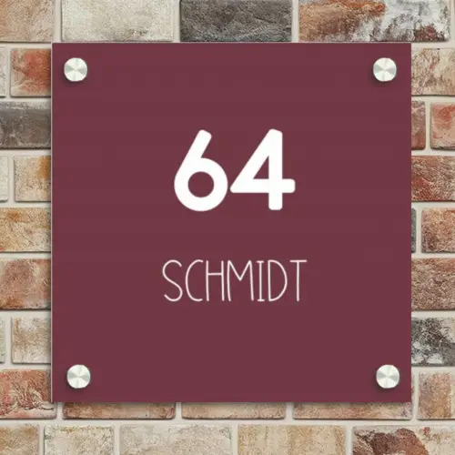 Bordeauxrood - Modern Naambord Vierkant klein -sfeer2
