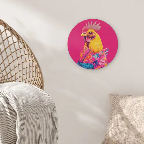 Haan - Kleurrijk - Kimono - Roze Akoestische PET Vilt - Rond klein -sfeer4