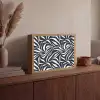 Bladvormen - Blauw - Patroon - Wit Light Box met batterij (Wandlamp) middel 907 -sfeer2