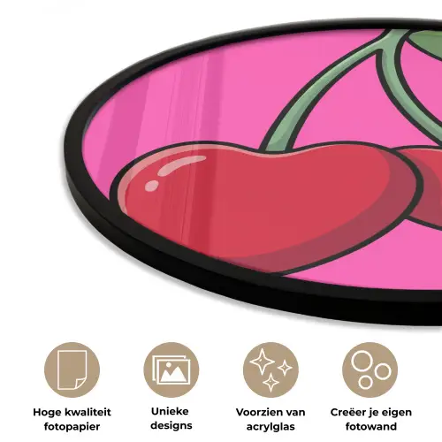 Kers - Roze - Fruit Fotolijst rond zonder passe partout klein -closeup_NL
