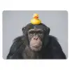 Chimpansee - Badeend - Grijs muismat rubber klein -3d