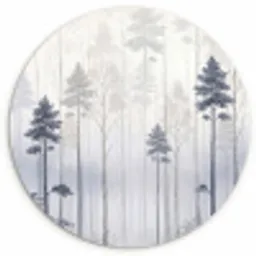 Bos - Bomen - Mist - Natuur - Illustratie - Grijs Wandcirkel kunststof plaat 5mm dik klein -3d