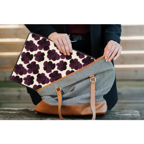 Bloemen - Aquarel - Paars laptophoes neopreen klein 279 -tas