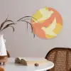 Vogels - Cirkels - Geel Akoestische PET Vilt - Rond klein -sfeer3