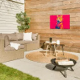 Kat - Kimono - Bloemen - Roze Tuinposter op houten frame 2 cm dik klein -sfeer2