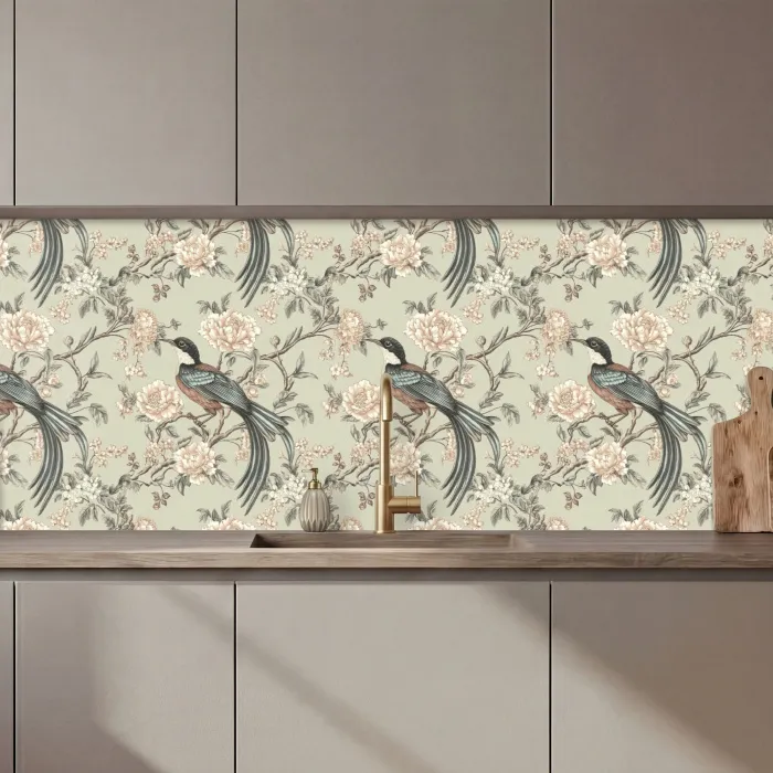 Bloem - Vogel - Kleurrijk keuken achterwand 2 middel 871 zz_3dshopping