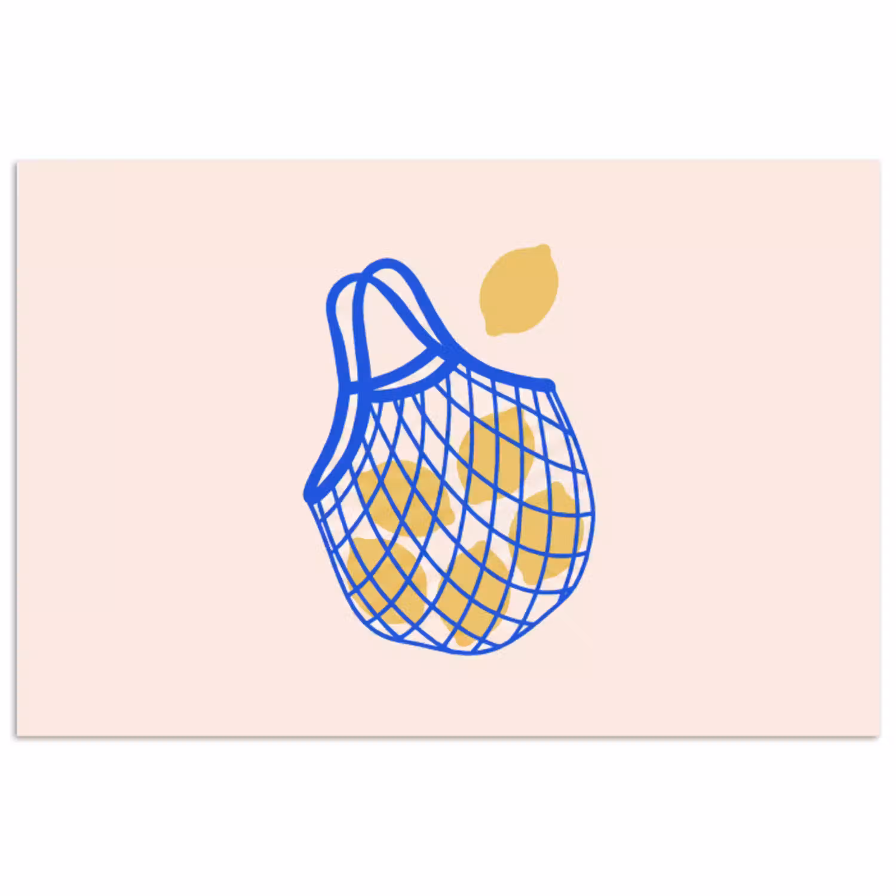 Eten - Citroen - Boodschappen - Abstract - Geel - Blauw poster papier klein -3d