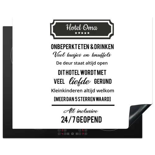 Hotel oma - Spreuken - Oma - Quotes Inductie beschermer vinyl 3mm groot -3d