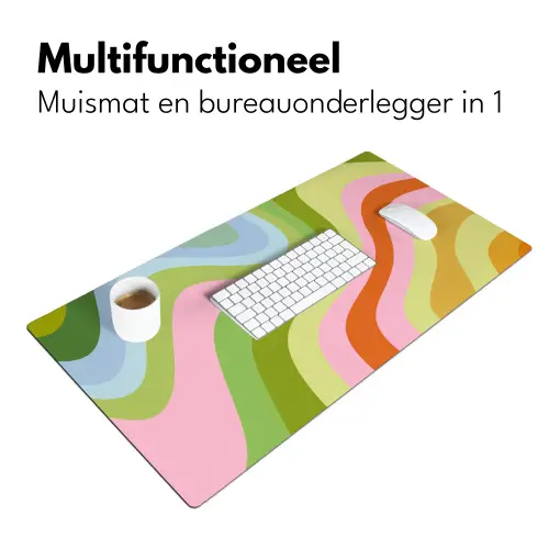 Lijnen - Pasteltinten - Golvend Muismat XXL klein -sfeer4