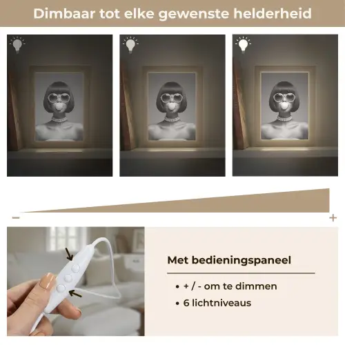 Vrouw - Zwart Wit - Ketting - Zonnebril Light Box met kabel (Tafellamp) klein -USP_dimbaarNL