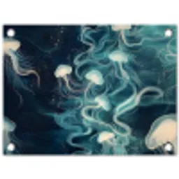Kwallen - Zee - Wit - Golven tuinposter los doek klein -3d