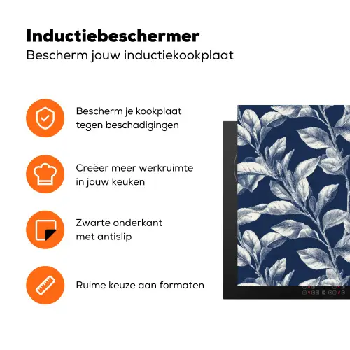 Botanisch - Patroon - Blauw Inductie beschermer vinyl 3mm klein 276 -zzzzzzz-td-ups