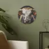 Stier - Kleurrijk - Hoorns Akoestische PET Vilt - Rond klein -sfeer2