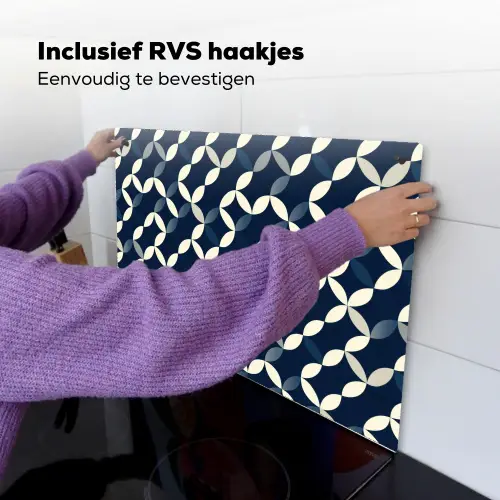Abstract - Patroon - Blauw Inductie beschemer met haakjes klein 777 -ky-ophangen-nl