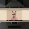 Grijs - Konijn - Blouse - Strik keuken achterwand spatscherm klein -sfeer1