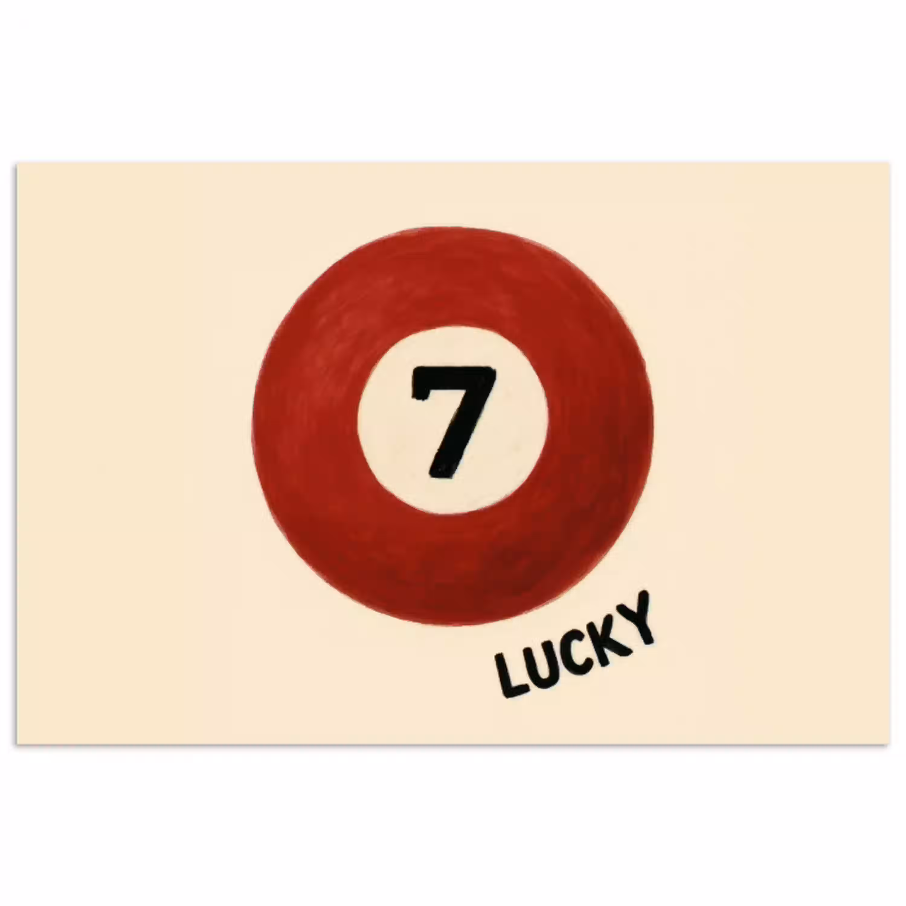 Cirkel - Zeven - Lucky - Rood poster papier klein -3d