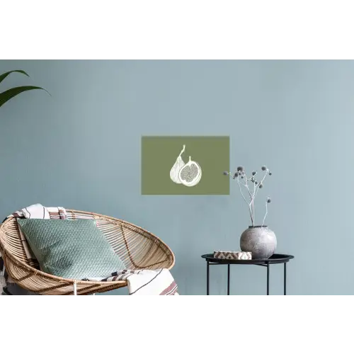 Vijgen - Minimalistisch - Getekend - Mosgroen Muursticker klein -plant