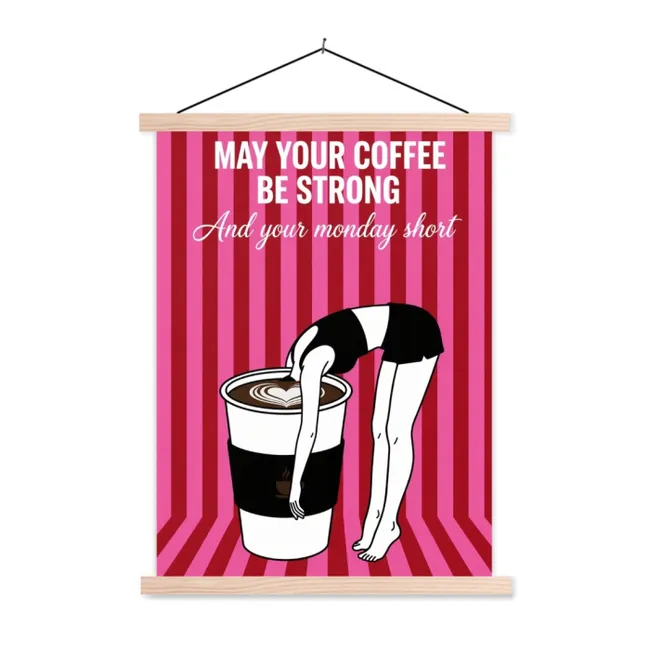 Schoolplaat - Roze - Strepen - Koffie - Maandag