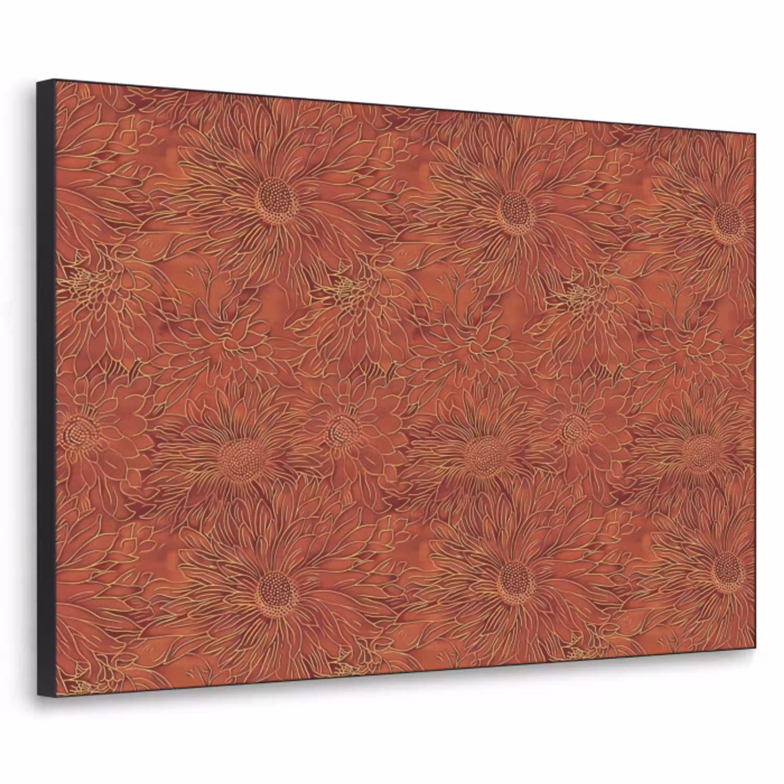 Oosters - Bloemen - Terracotta Textielframe zwart klein 947 -3d